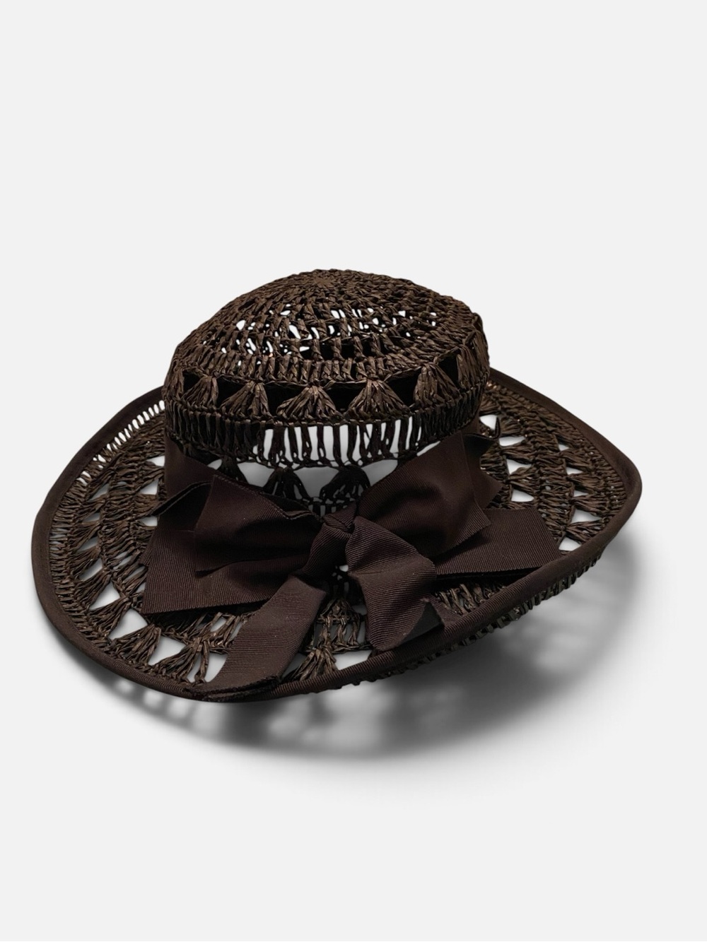 Adorable Woven Bow Sun Hat - Black